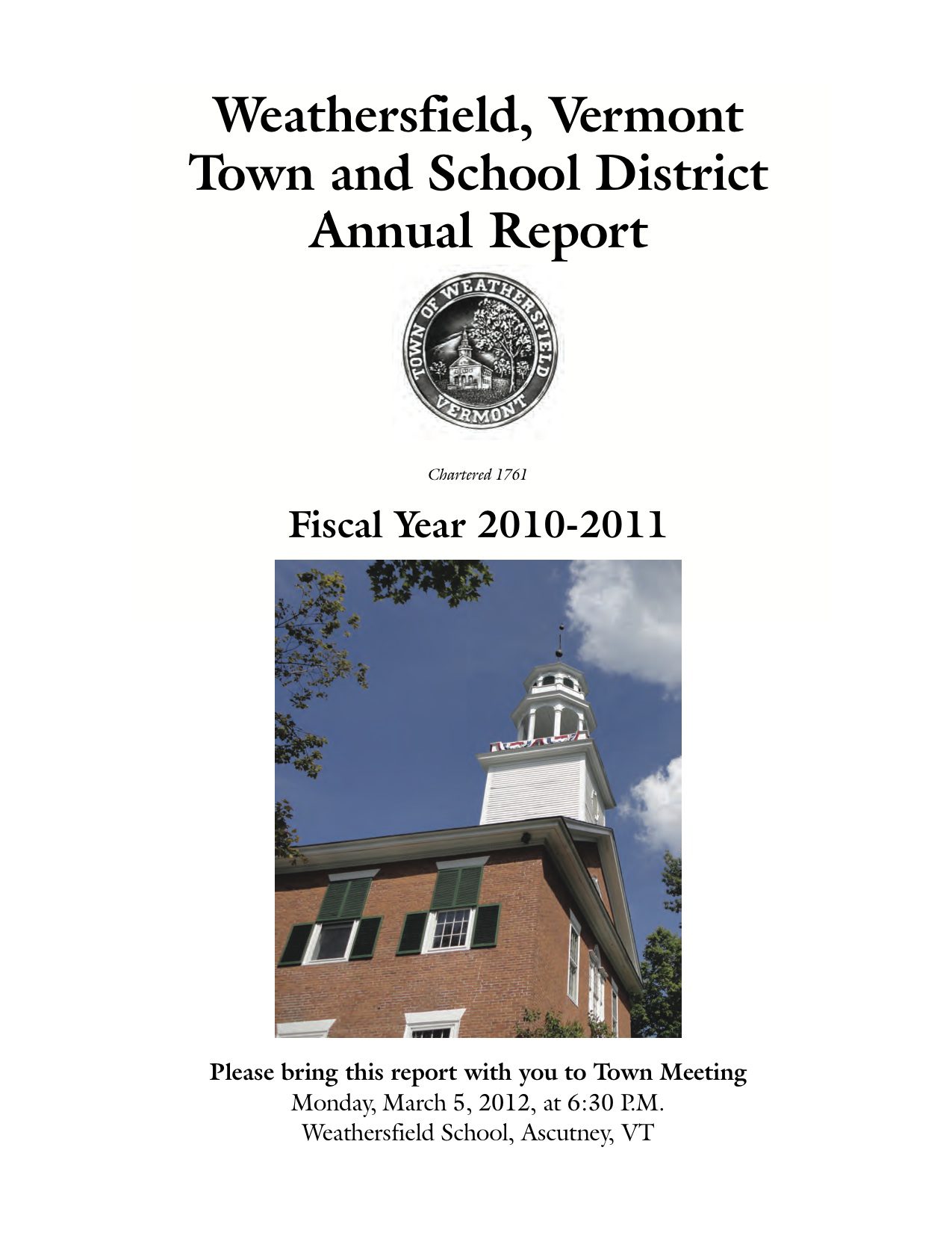 Weathersfield Town Report 2011