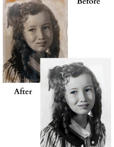 Photo Restoration and Colorization - Significant water damage; stuck to glass frame; discolored